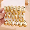 6 24pcs Selling Large Water Drop Tear Drop Dangle Large C shaped Twist Wide C Hoop Earrings Set Women Daily Ver - Image 7