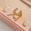 Stainless Steel Y2K Jewelry U Letter Crystal Paved Gold Colour Rings For Women Chunky Metal Hiphop Party Jewelry - Image 10