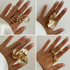 Ingemark 6 Styles Unique Large Petal Flower Twisted Wave Rings for Women Vintage Geometric Adjustable Ring Jewelry Steampunk Men - Image 1