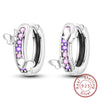 Silver Hoop Earrings Purple Zircon Flowers Butterflies Studs Earring For Women Wedding Engagement Gift - Image 32