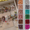 12Grids Christmas Red/Green Pearl Nail Rhinestone Mixed Size Pearlescent Colorful Beads Nali Charms Full Circle Pearl Manicure - Image 6