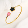 Gold-Plated Stainless Steel Five-Leaf Flower Open Bangle For Woman Girl Party Lucky Jewelry Accessories Daily Wear Clover - Image 11