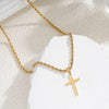 Stainless Steel Cross Pendant Necklace with Twisted Rope Chain - Image 4