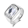 Rectangular Cubic Zirconia Stainless Steel Ring in Multiple Stone Colors - Image 14