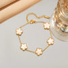 Double Sided Five-Leaf Flower Bracelet For Women Adjustable Plated Gold Stainless Steel Five Point Star Clover Party Jewelry - Image 9