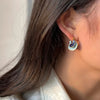 Enamel Blue Color Metal Texture Small Hoop Earrings for Women Gold Plated Statement Ear Buckle Creative Jewelry Gifts - Image 2