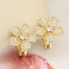 Sparkling Zirconia Clip on Earrings for Women Flower Non Pierced Ear Clips Bridal Party Jewelry - Image 1