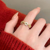 Silver Open Finger Ring Golden Enamel Donut Dazzling Geometric Punk For Women Jewelry Gift - Image 19