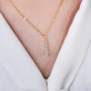 Brilliant 5-Stone Necklace Gold Long Drop Pendant Necklace for Women Female Jewelry Accessories - Image 6
