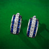 Cute Female White Blue Zircon Stone Round Hoop Earrings Silver Color Wedding Jewelry For Women - Image 5