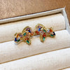 Gold Plated Full Zircon Horse Stud Earrings for Women Cute Colorful Animal Zodiac Ear Studs Dedicate Jewelry Gifts K1 - Image 5