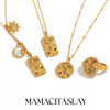 Unique 316L Stainless Steel Star Moon Evil Eye Zircon Necklace Ring Gold Plated Jewelry For Women - Image 1
