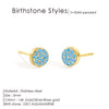 Birthstone Pierced Earrings Zirconia Earrings Stainless Steel Jewelry Birthday Gift - Image 16