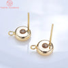 (2607) 4MM 6MM 7MM 8MM Gold Color Brass with Zircon Hooks Hole Round Stud Earrings Pins Jewellery Accessories Wholesales - Image 2