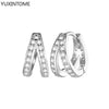 Silver Needle Double Circle Zirconia Earrings For Women Minimalism Vintage Geometry Hoop Earrings Jewelry - Image 32