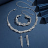3pcs Zircon Stud Earrings Necklace Set for Women, Stainless Steel Wedding Banquet Sparkle Jewelry Set Gift - Image 3