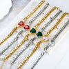 Love Heart Zircon Necklace Bracelet Dubai Cuban Chain Jewelry Set For Women Stainless Steel Gold Color Plated - Image 6