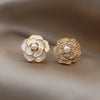 Elegant Women Girls Camellia Pearl Earrings Flower Classic Ear Rings Lady Wedding Party Jewelry Stud Earring Gift - Image 6