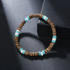 Coconut Wood Bead Stretch Bracelet with Blue and Multicolor Accents - Image 13