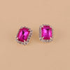 Hot Pink Crystal Clip Earrings For Women Jewelry Charm Geometric Shape Bridal Earrings Wedding Prom Jewelry Gifts - Image 3