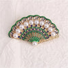 Gold-Plated and Pearl-Inlaid Elegant Retro Fan-Shaped Brooch and Stylish Women Coat Brooch - Image 4