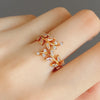 Fancy Leaf Design Adjustable Opening Rings for Women Sparkling Cubic Zirconia Olive Ring Party Daily Wear Jewelry - Image 5