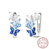 Silver Hoops Earrings Colorful Flower Butterfly Bee Drop Earring For Women Birthday Party Jewelry Gifts - Image 31