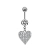 1Pc Sweet Butterfly Crown Heart Drop Belly Button Rings, Pink White Crystal Stone Dangle Navel Button Piercing Jewelry for Women - Image 4