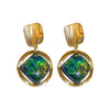Hollow Frame Green Rhombus Resin Dangle Earrings for Women Vintage Golden Metal Square Drop Earrings Geometry Jewelry - Image 2