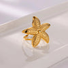 Ocean Starfish Shell Open Rings For Women Gold Color Stainless Steel Ring Summer Beach Aesthetic Jewelry Gift - Image 9