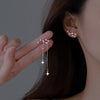 Silver Color Asymmetric Big Dipper Earrings for Women Zircon Long Tassel Chain Dangle Earrings Wedding Jewelry - Image 1