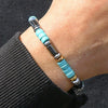 Turquoise Black Stone Bead Bracelet Handmade Elastic Rope Bracelet Gift for Christmas Accessories - Image 3