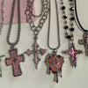 Gothic Y2K Pink Cross Heart Pendant Chain Choker Necklace For Women Egirl Hip Hop Punk Charms Aesthetic Jewelry Emo Accessories - Image 6