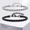 Punk Men Snake Link Chain Bracelets, Black Silver Color Twisted Stainless Steel Glossy Chain Bracelet, Comfort Wear Jewelry - Image 1