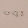 Three-Pair Square Cubic Zirconia Huggie Earring Set - Image 12