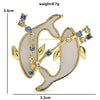 Zodiac Pisces 2 Dolphins Shell Brooch Pins Blue and Clear Crystal Animal Badge JewelryGift For Suit and Dress - Image 6