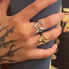Stainless Steel Y2K Celestial Star Open Rings for Women Men Unique Design Gold Silver Color Adjustable Ring Jewelry - Image 1