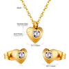 Chic Elegant Heart Indian Jewelry Sets Women Wedding Crown Steel Necklace And Earrings Bulk - Image 25