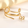 Stainless Steel Water Drop Bangle Ring Set for Women Geometric Teardrop Open WristCuff Irregular Twisted Bracelet Jewelry - Image 5