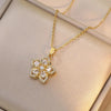 Light Spin Zircon Flower Pendant Necklace for Women Gold Color Quality High Sense Chain Necklaces Party Jewelry Gifts - Image 3