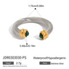 Minimalist Stone Green Peacock Stainless Steel Ribbed Bracelet Stackable Ring Women's Accessories Party Gift - Image 7