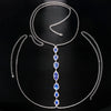 Blue Water Drop Necklace Chest Chain for Women Luxury Rhinestone Body Chain Party Waist Chain Jewelry Accessories Gift