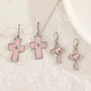Vintage Punk Pink Crystal Cross Drop Earrings For Women Gothic Hip Hop Cross Star Charms Earrings Y2K Aesthetic Jewelry - Image 5