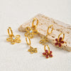 Gold Plated Five-petal Flower Wine Red Lacquered Earrings for Women Enamel Flower Ear Jewelry Holiday Party Gifts - Image 3