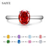 Oval Cut Colorful Zircon Adjustable Ring Silver Multicolor Birthstone Stackable Rings for Women Daily Jewelry - Image 3
