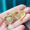 Brass Heart with CZ Zirconia Paved Charm Pendant, Gold Plated Zircon Jewelry Finding Supplies - Image 4