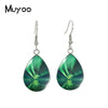 Northern Lights Tear drop Earring Aurora Borealis Fish hook Earrings Glass Cabochon Jewelry Handmade Items - Image 8