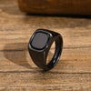 Stylish Black Stone Rings for Men Boys, Stainless Steel Geometric Square Ring Signet Ring,Jewelry Gifts for Him - Image 1