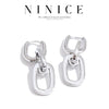 NiNice Stainless Steel Textured Geometric Drop Earrings Handmade Polished Temperament Jewelry Pvd Plating - Image 1