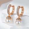 Rose Gold Color Pearl Drop Earrings for Women Unique Zircon Accessories Bridal Wedding Jewelry - Image 3